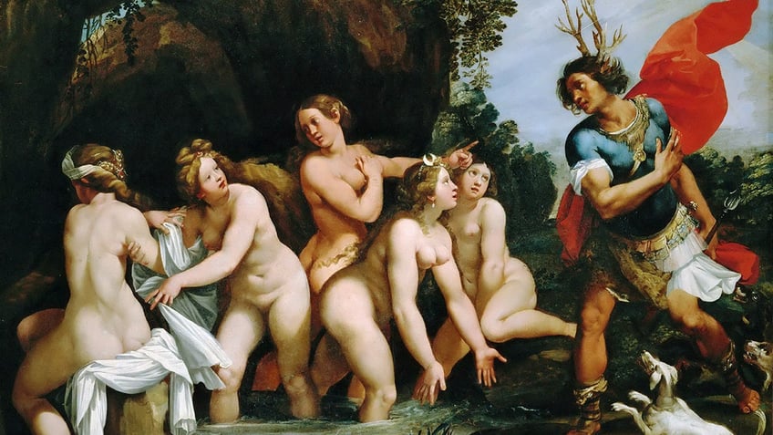 Renaissance painting with nude nymphs