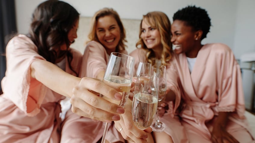 bridesmaids toasting