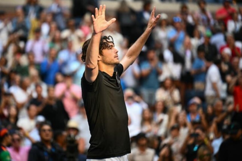 Breakthrough: Taylor Fritz celebrates after defeating Alexander Zverev