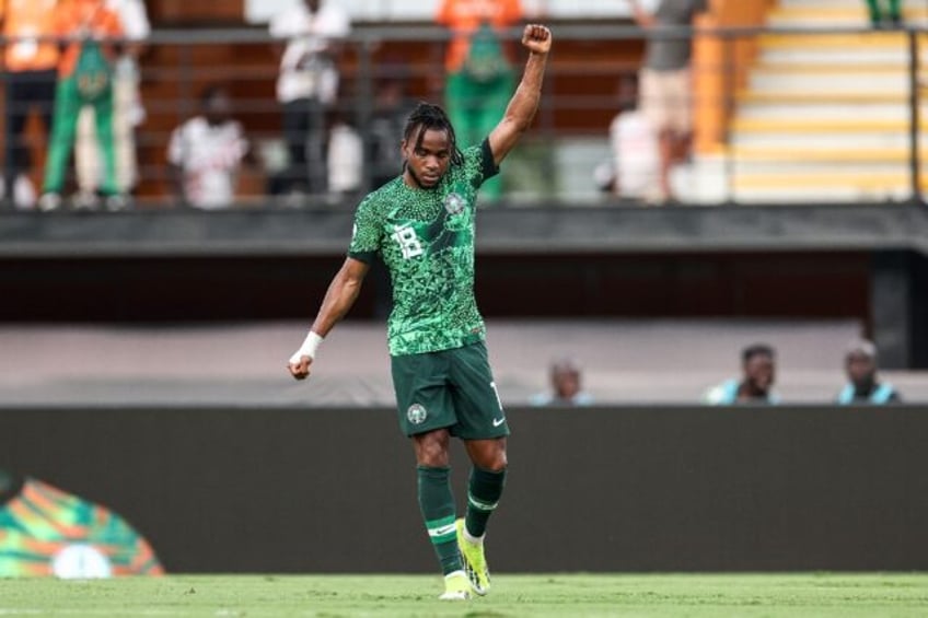 Ademola Lookman celebrates after scoring in Nigeria's 1-0 win over Angola in the Africa Cup of Nations quarter-finals