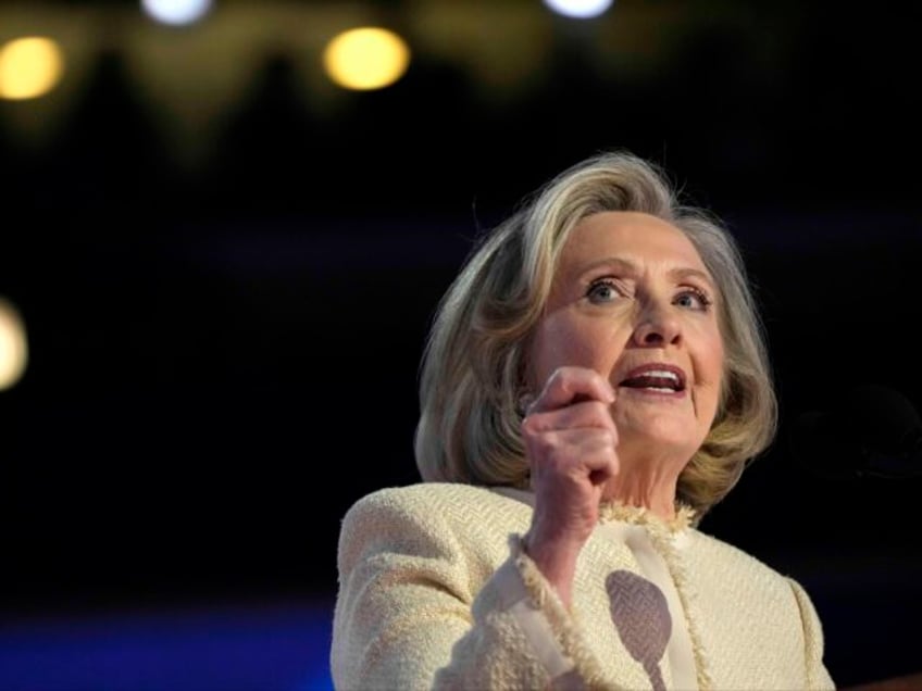 Former Secretary of State Hillary Clinton speaks during the first day of Democratic Nation