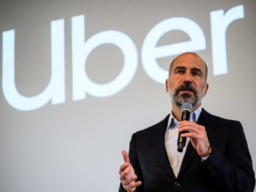 Uber CEO Dara Khosrowshahi on stage