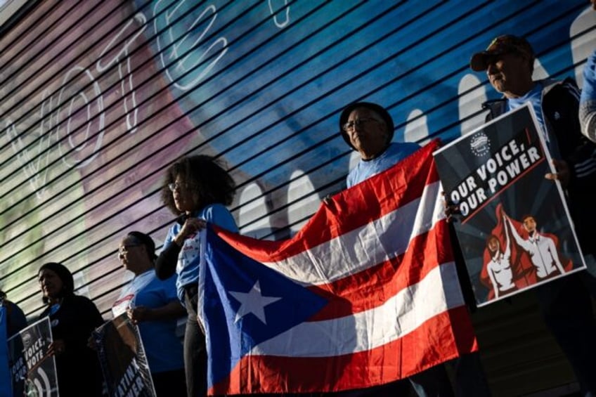 Supporters of US Vice President Kamala Harris, including Puerto Rican Americans, protested