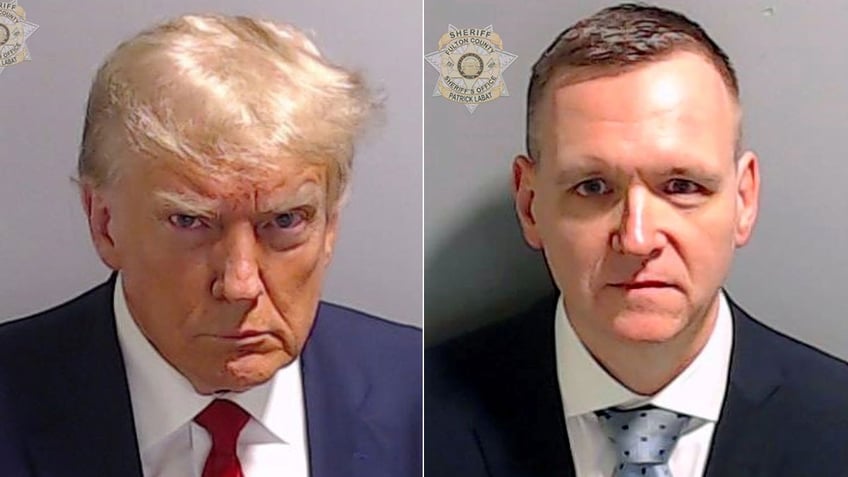 Trump and Michael Roman in Fulton County booking photos