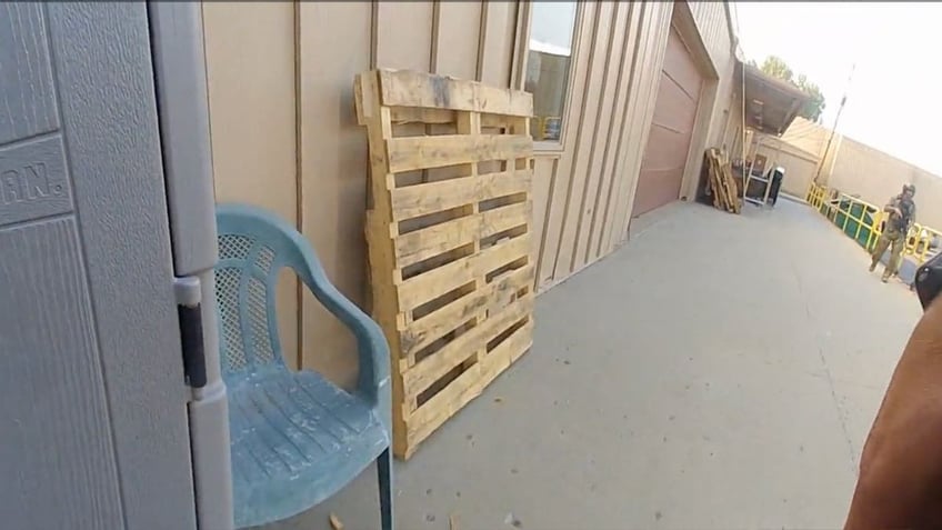 Crooks may have used this pallet to get on the roof