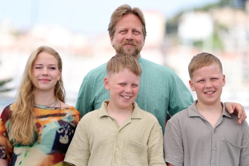 Palmason with cast members Ida Mekkin Hlynsdottir, Thorgils Hlynsson and Grimur Hlynsson -