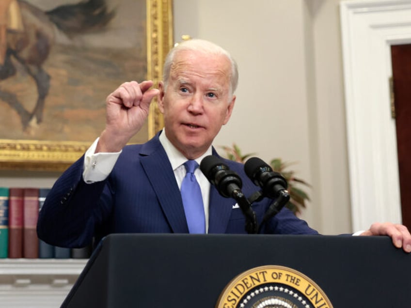 U.S. President Joe Biden gestures as he gives remarks on providing additional support to U