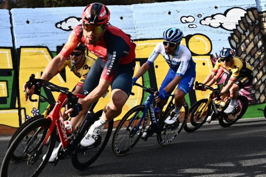 Filippo Ganna (L) finished second in the 2023 Milan-San Remo