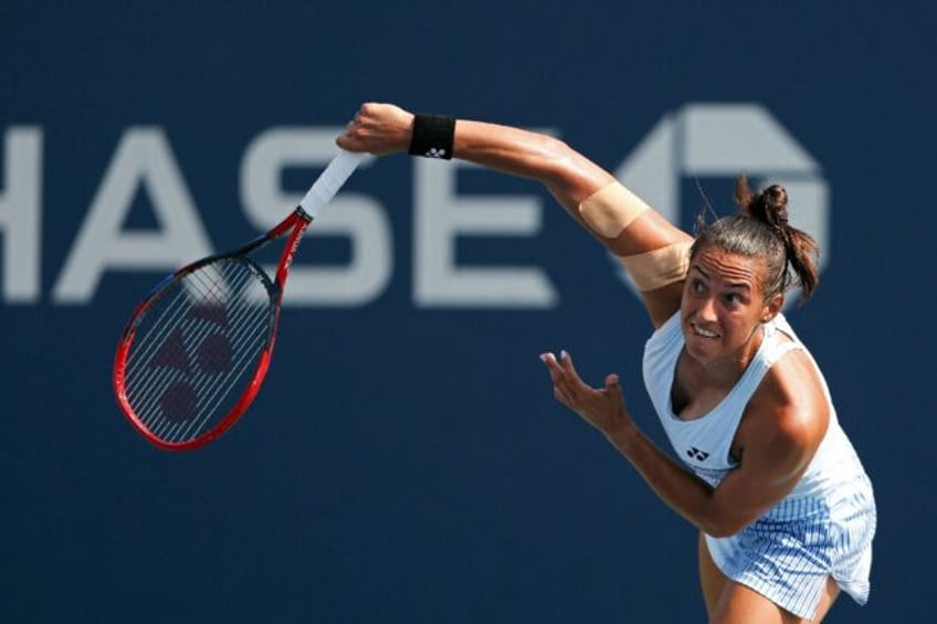 France's Caroline Garcia serves in her US Open first-round loss to Renata Zarazua