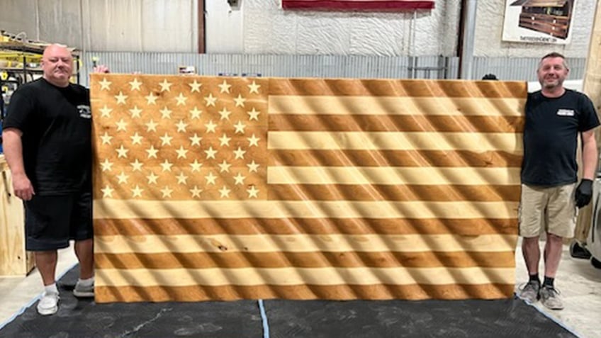 gargantuan butcher block wavy flag is a quarter ton testament to power of patriotism land of opportunity