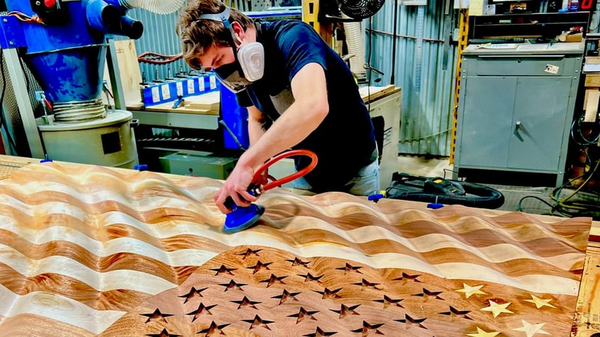 gargantuan butcher block wavy flag is a quarter ton testament to power of patriotism land of opportunity