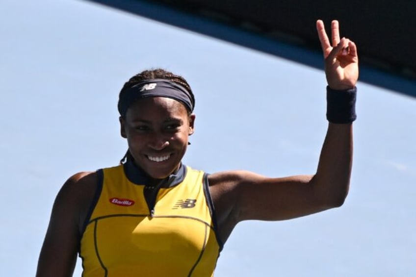 Coco Gauff celebrates making the Australian Open semi-finals