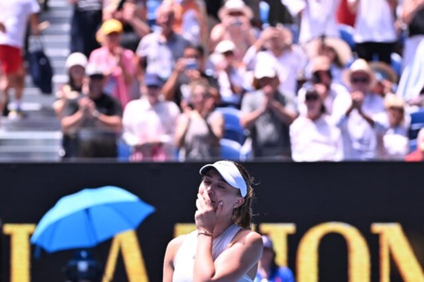 Spain's Paula Badosa celebrates her victory against USA's Coco Gauff