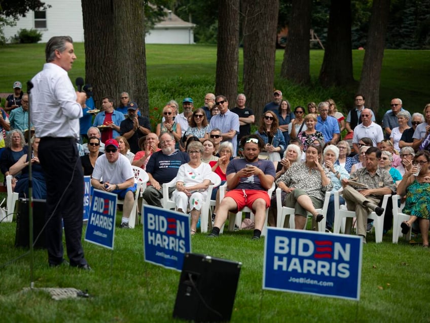 gavin newsom tells skeptical michigan democrats to stick with biden