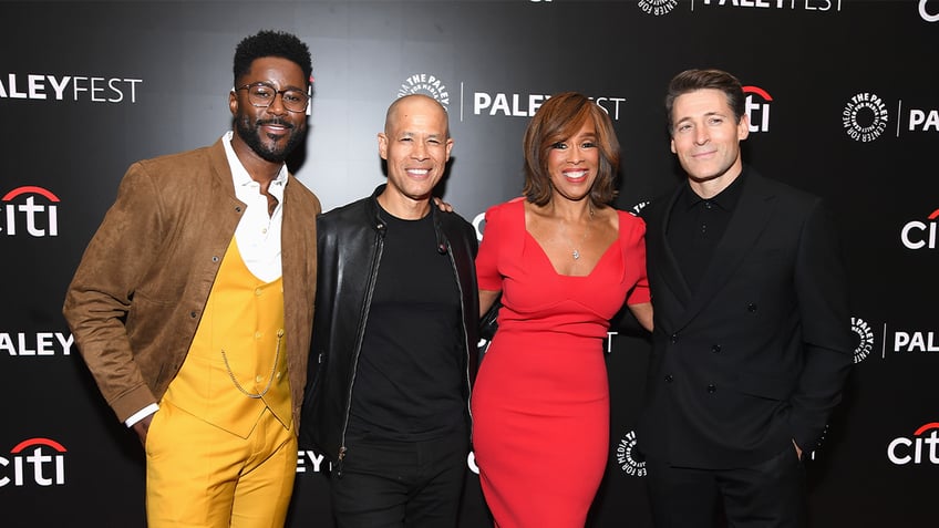 Nate Burleson, Executive Producer Shawna Thomas, Vladimir Duthiers, Gayle King, Lisa Ling and Tony Dokoupi attend "CBS Mornings" during PaleyFest 2024 at The Paley Museum on October 22, 2024 in New York City.