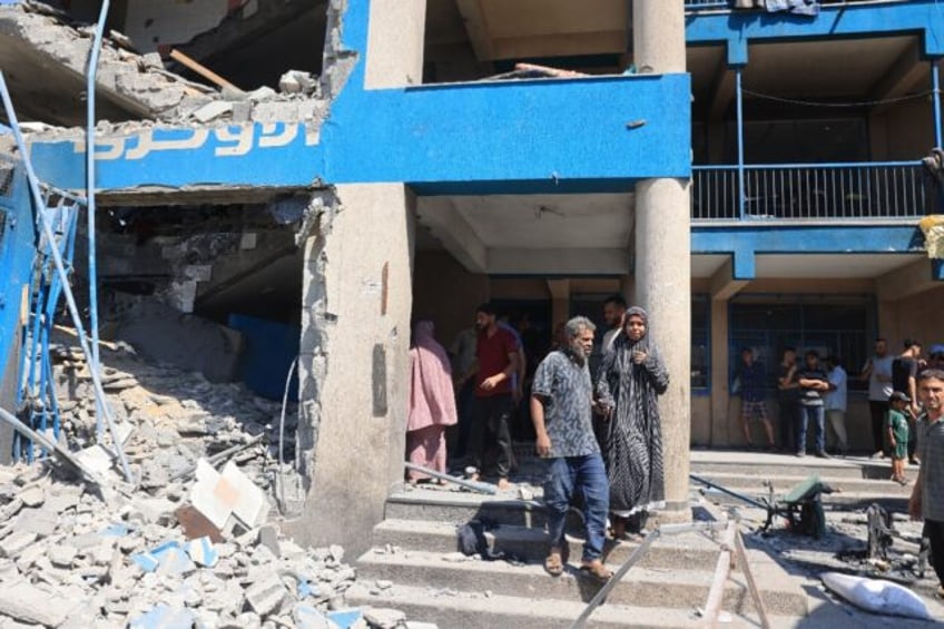 The UN-run Abu Araban school in Nuseirat, packed with Palestinian displaced, is the fifth