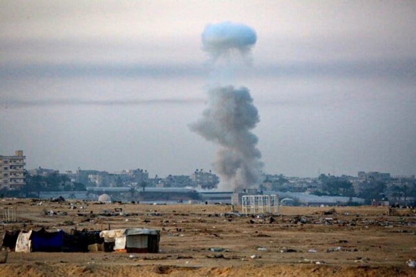 Smoke billows following Israeli bombardment in Rafah in the southern Gaza Strip