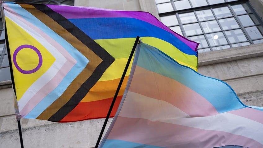 intersex and transgender pride flags on display in London, UK