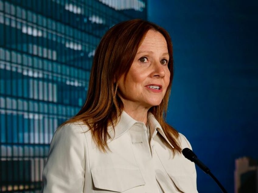 Mary Barra, chair and chief executive officer of General Motors Co., during a news confere