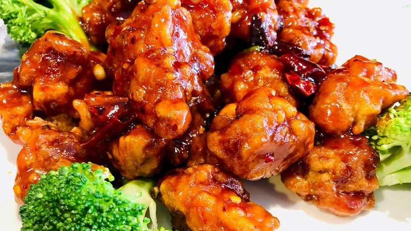 General Tso's chicken with broccoli.