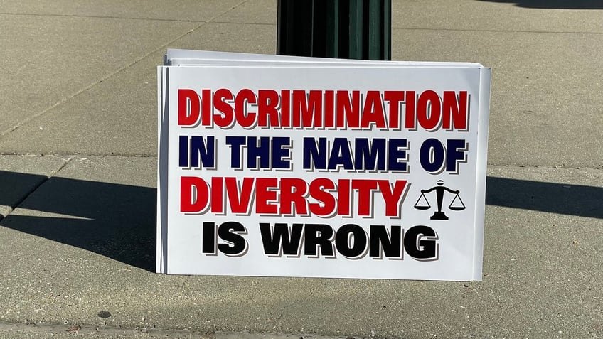 Photo of protest sign against affirmative action