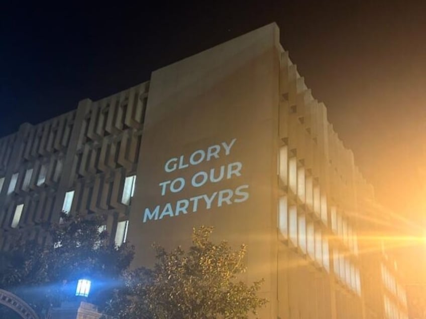 george washington u president responds to pro terror messages projected on campus building