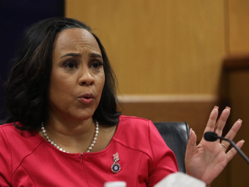 Fulton County District Attorney Fani Willis testifies during a hearing in the case of the