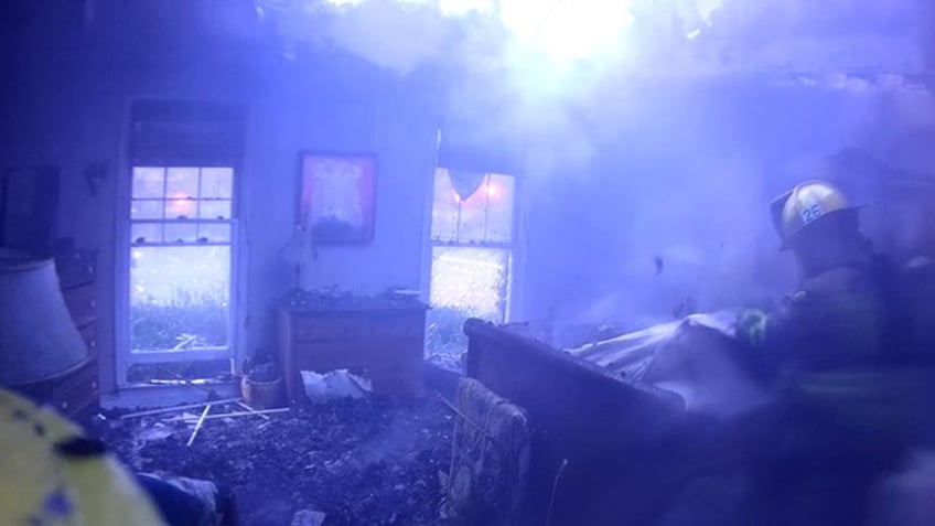 charred interior of home