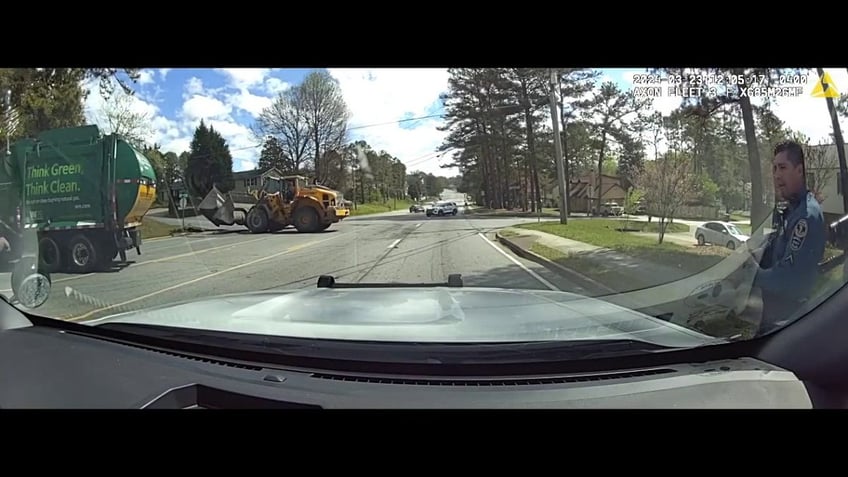 A Georgia man who stole a frontloader is flipped by another frontloader