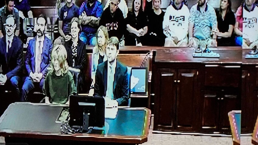 In this image made from a video monitor, Colt Gray sits in the Barrow County courthouse during his first appearance