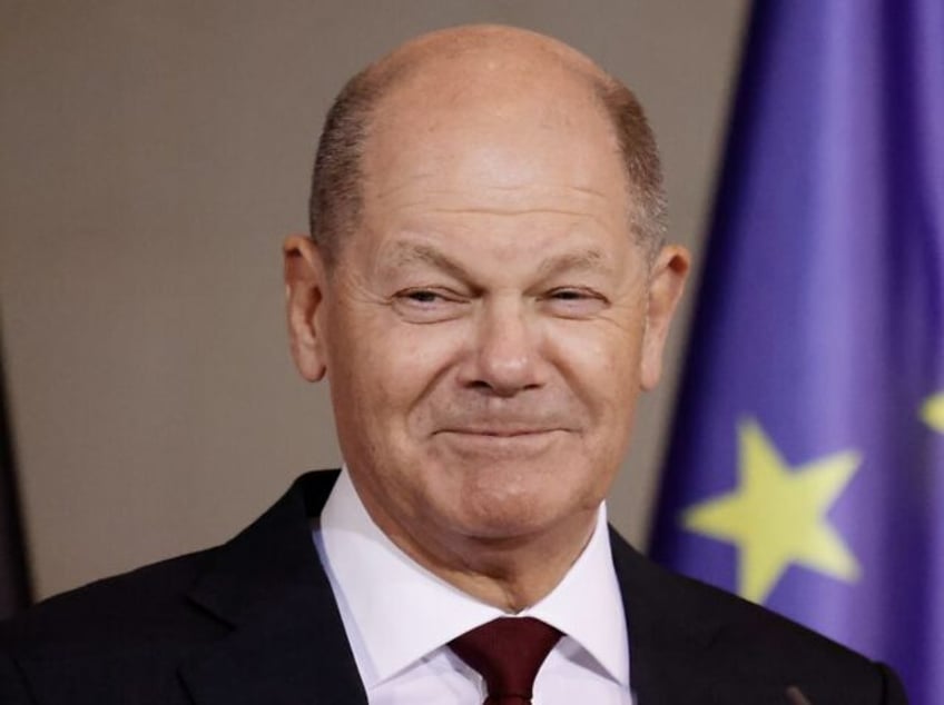 08 January 2024, Berlin: Federal Chancellor Olaf Scholz (SPD) smiles with amusement during the joint press conference with the Prime Minister of Luxembourg after their meeting in the Federal Chancellery. Photo: Carsten Koall/dpa (Photo by Carsten Koall/picture alliance via Getty Images)