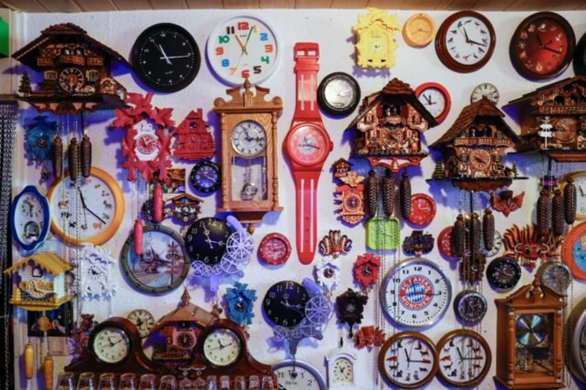 Some 366 clocks cover the walls in the living room of 76-year-old Werner Stechbarth's apar