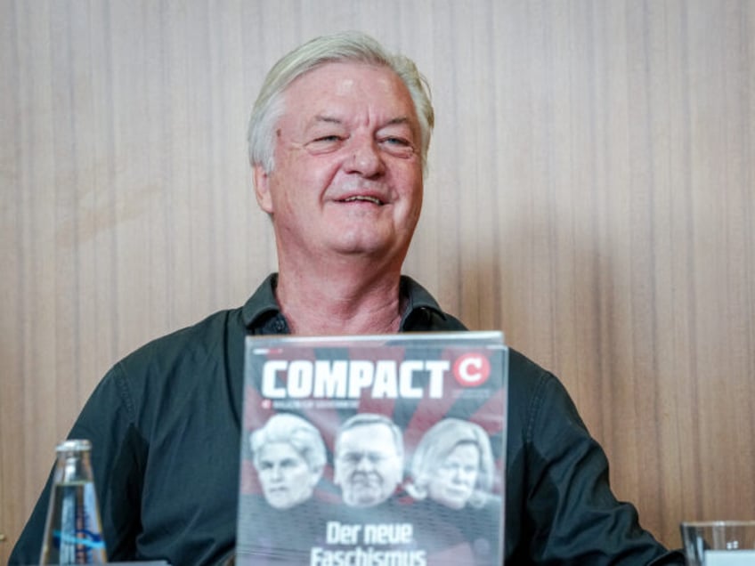 15 August 2024, Berlin: Jürgen Elsässer, editor-in-chief of "Compact", gives a press con