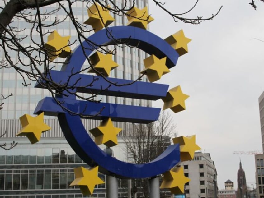 This photo taken on Feb. 24, 2023 shows the Euro sculpture in Frankfurt, Germany. EU countries are finding themselves in a delicate position, teetering under the impact of inflation, an energy crisis, and slowing economic growth, which creates a tougher external environment for companies. (Photo by Shan Weiyi/Xinhua via Getty …