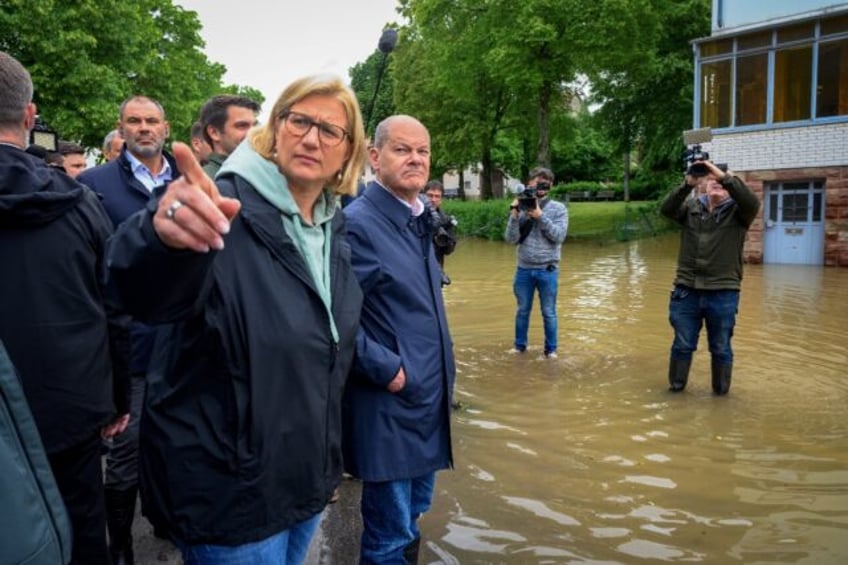 German Chancellor Olaf Scholz and Saarland leader Anke Rehlinger visit the site of major f