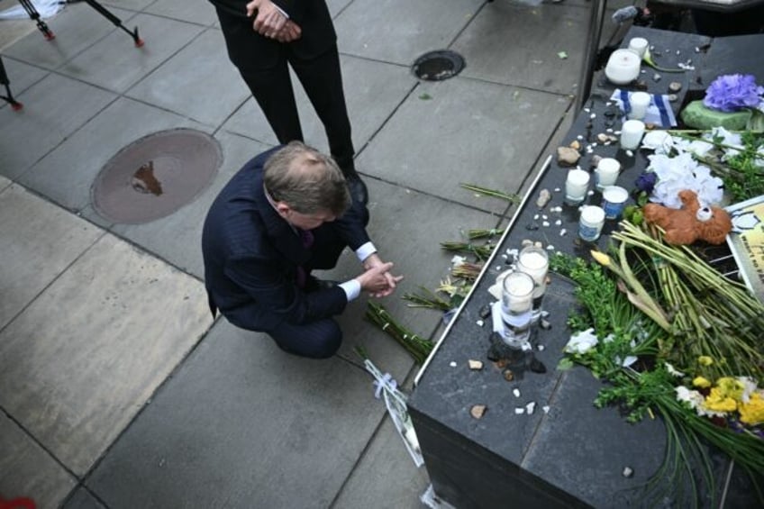 German Foreign Minister Johann Wadephul visits a memorial outside the Capital Jewish Museu
