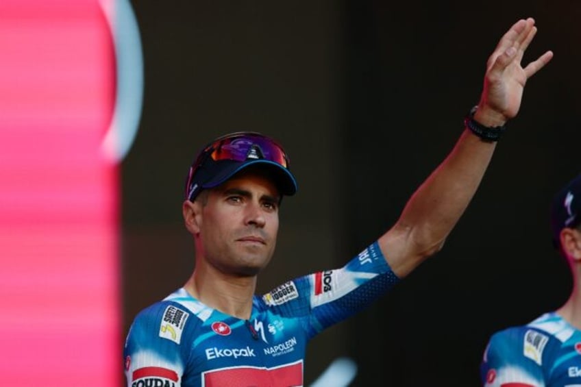 The now stricken Mikel Landa in Tirana at the Giro presentation Gala