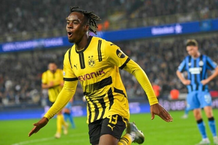 Borussia Dortmund's Jamie Gittens scored twice in a victory at Club Brugge