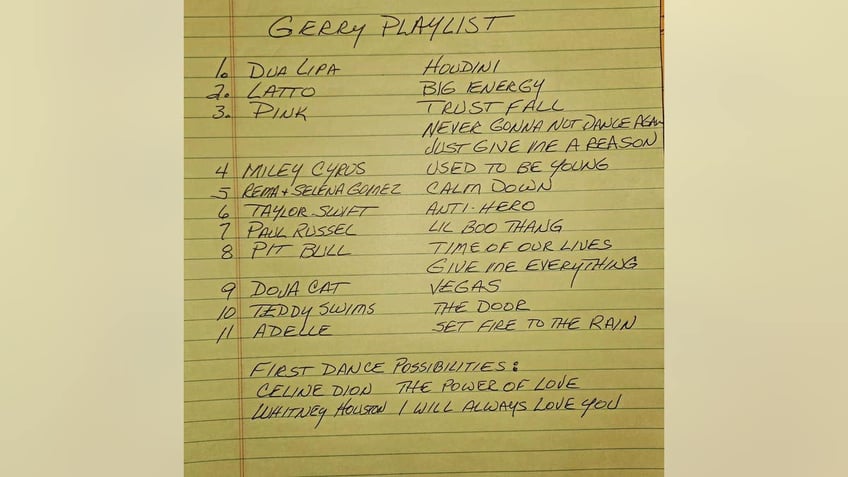 Gerry Turners wedding playlist