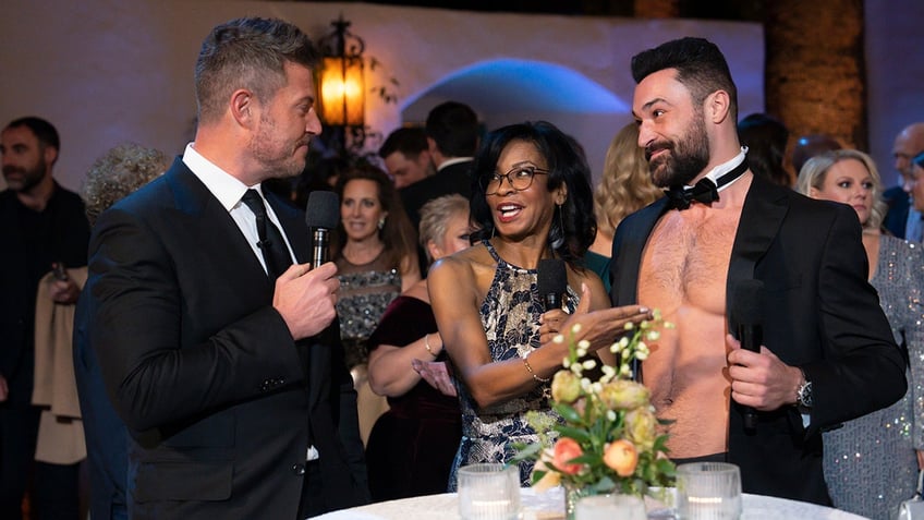 Jesse Palmer with Sandra Mason and Chippendale's dancer Shillon