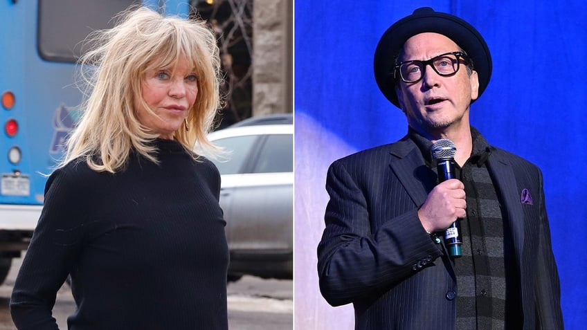 A split image of Goldie Hawn and Rob Schneider