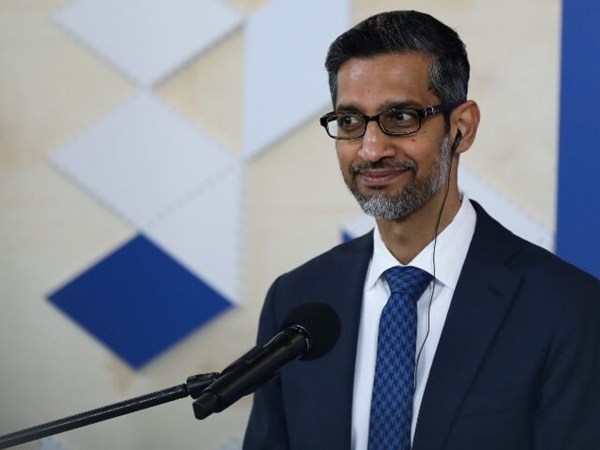 Sundar Pichai of Google with a tight smile