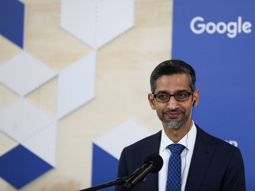 Sundar Pichai of Google at the mic