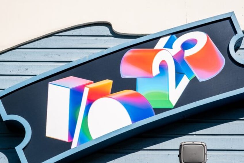 The logo for Google's annual developers conference in Mountain View, California on May 20,