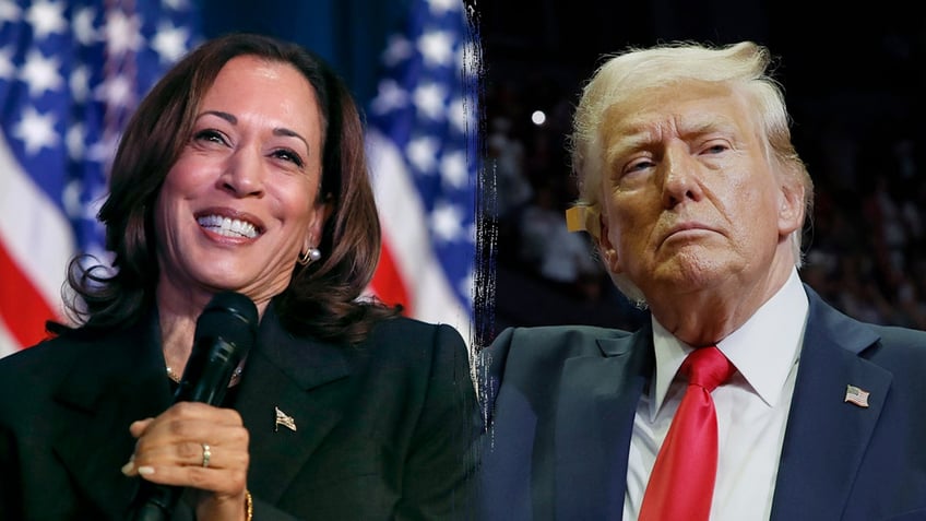 Kamala Harris, left and Donald Trump right