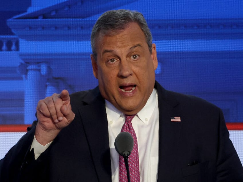 SIMI VALLEY, CALIFORNIA - SEPTEMBER 27: Republican presidential candidate former New Jersey Gov. Chris Christie delivers remarks during the FOX Business Republican Primary Debate at the Ronald Reagan Presidential Library on September 27, 2023 in Simi Valley, California. Seven presidential hopefuls squared off in the second Republican primary debate as …