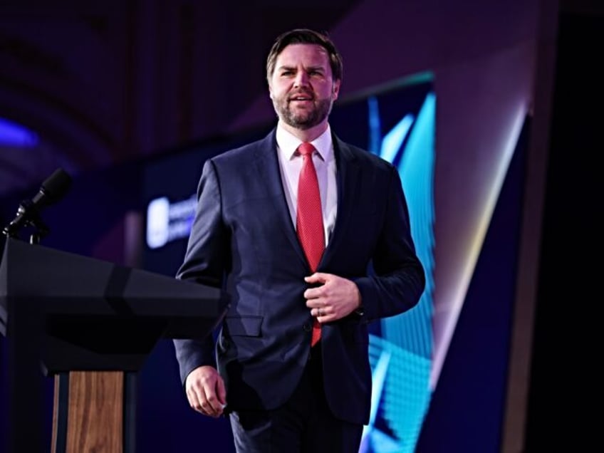 WASHINGTON, DC - MARCH 18: U.S Vice President JD Vance arrives to speak at the 2025 Americ