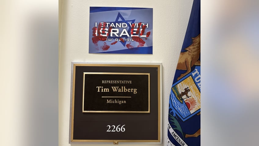gop lawmaker says pro israel sign at dc office defaced with bloody handprints