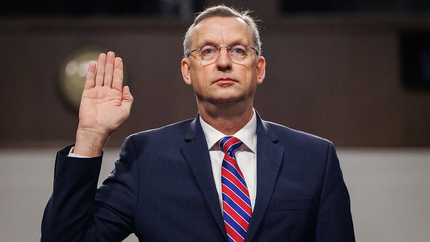 Doug Collins, U.S. President Donald Trump's nominee to be the Secretary of the Department of Veterans Affairs, is sworn in during his Senate Veterans' Affairs Committee confirmation hearing