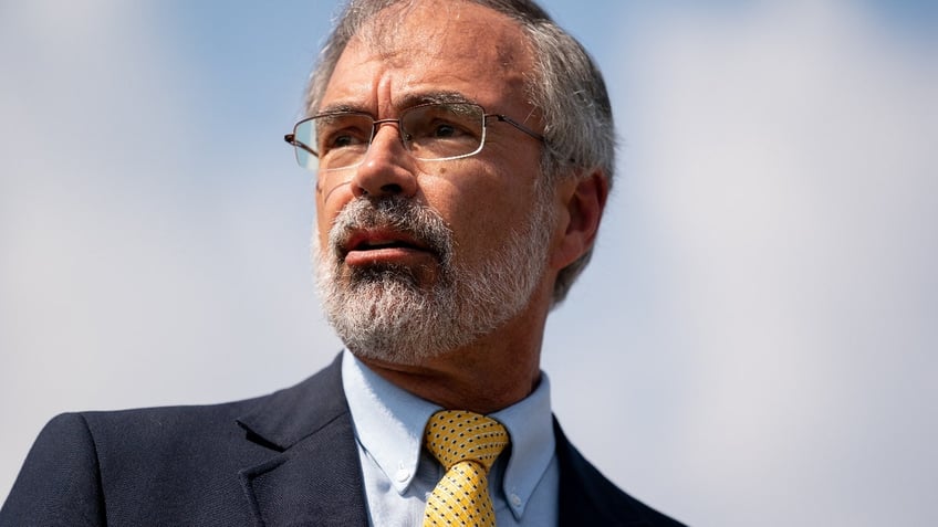 Representative Andy Harris, a Republican from Maryland, speaks during a news conference outside the U.S. Capitol in Washington, D.C., U.S., on Monday, Aug. 23, 2021.